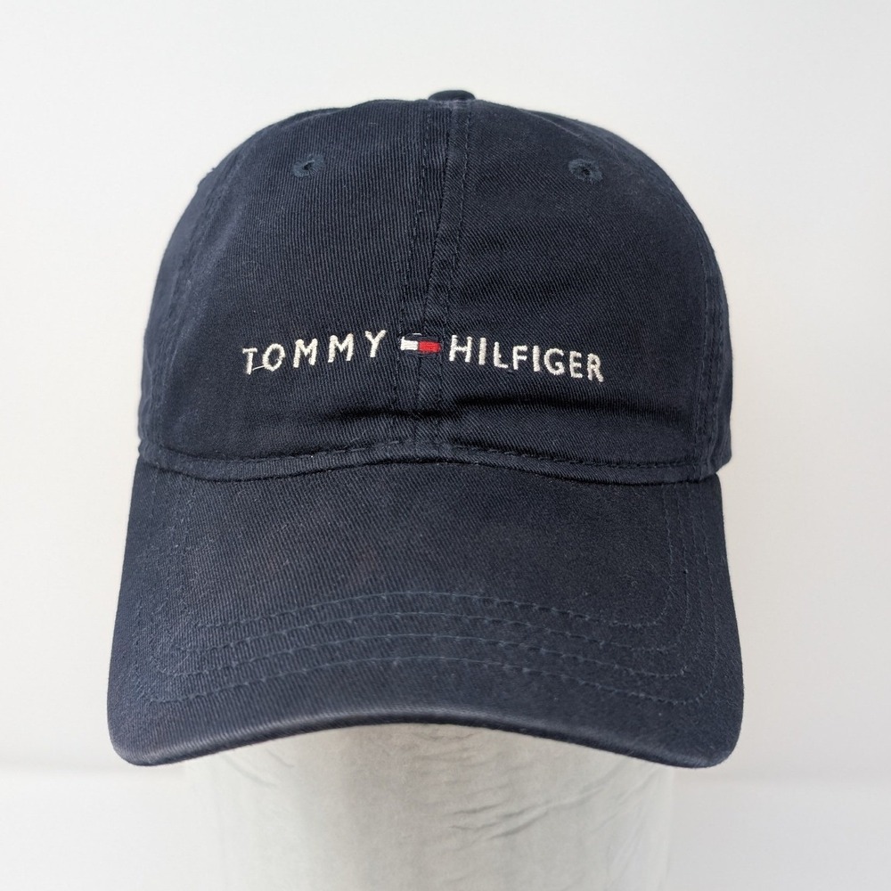 Tommy Hilfiger‎ Men's Navy Embroidered Logo Dad Hat Adjustable Leather Strap